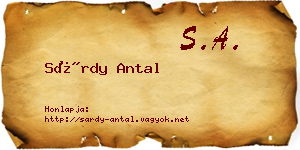 Sárdy Antal névjegykártya